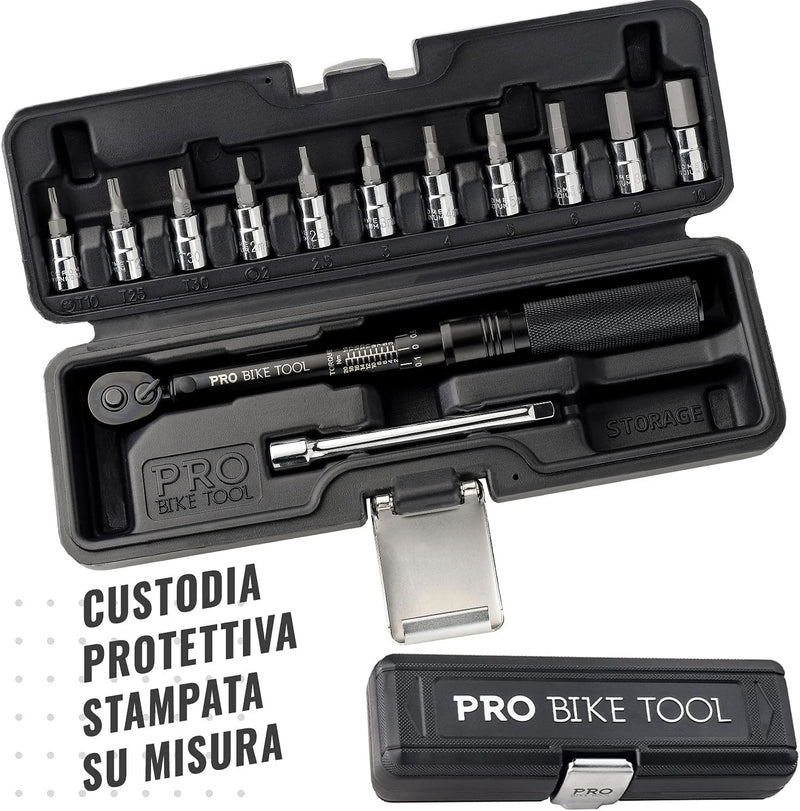 1/4 Inch Drive Click Set Di Chiavi Dinamometriche a Scatto - Da 2 a 20 NM - Kit Di Manutenzione per Biciclette Da Strada E Mountain Bike - Include Prese Allen E Torx