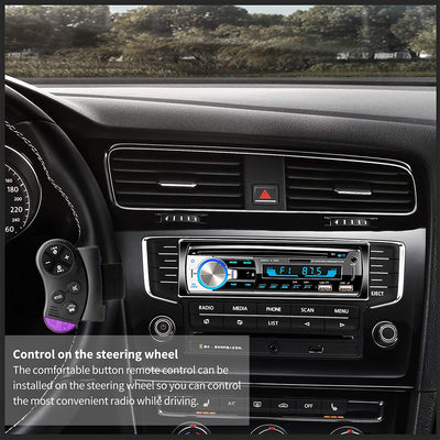 Autoradio Bluetooth Vivavoce,  Radio Stereo 4 X 65W 1 Ricevitore Radio per Auto DIN Con Lettore MP3 Telecomando WMA FM, Due Porte USB, Supporto Ios, Android (Non Ha RDS/CD)