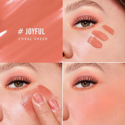 Blush Liquido: Blush in Crema Cheek Heat, Texture Leggera Ed Effetto Naturale,Dewy Liquid Blush Trucco (Joyful-Coral Sheer)