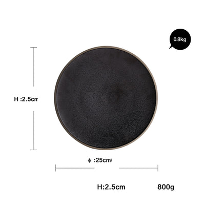 Black Crystal Large Plate Ceramic Plate Home Dessert Plate round Flat Plate