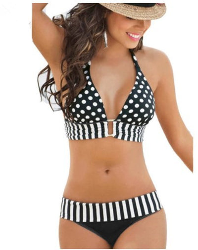 Cute Se Xy Polka Dot Split Foreign Trade Bikini Halter Neck Strap Ladies Swimsuit Popular in Europe and America