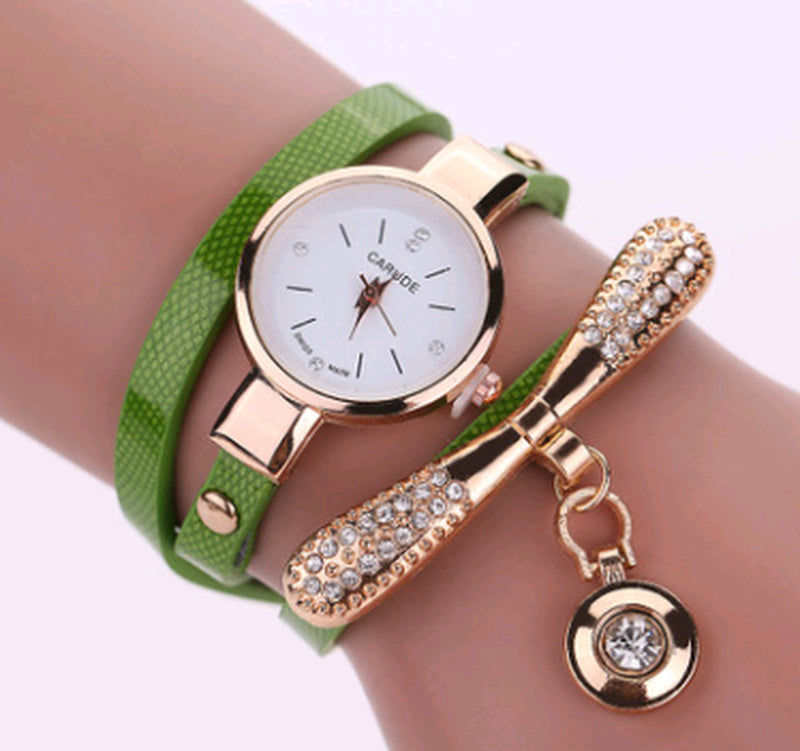 Thin Belt Fashion Ladies Watch Casual Three-Ring Winding Bracelet Watch Women&