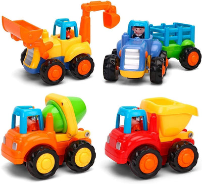 Macchinine Giocattolo per Bambini 1 2 3 Anni,Auto Giocattoli,Regali Giochi Bambini Regalo per Bambini Ragazzo Ragazza(Set Di 4 Elementi - Trattore, Bulldozer, Camion Betoniera, Dumper)