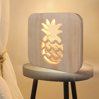 LED Wooden Pineapple Night Light USB