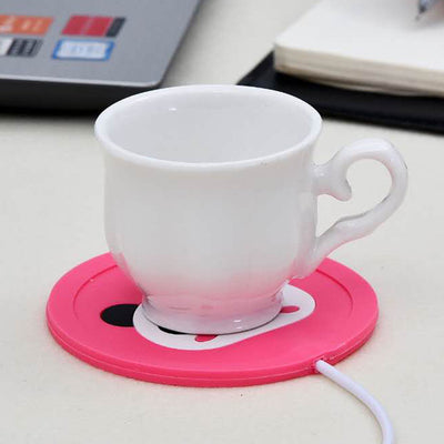 Cartoon Insulation Heating USB Heating Soft Rubber Coaster