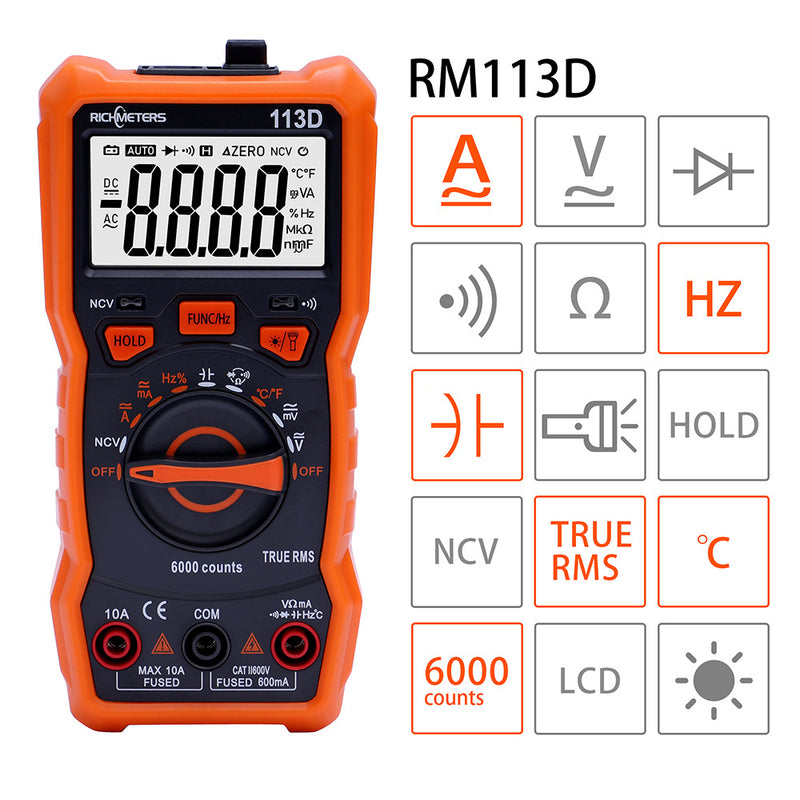 AC/DC Digital Multimeter Voltage/Current NCV Professional Portable Multimeter