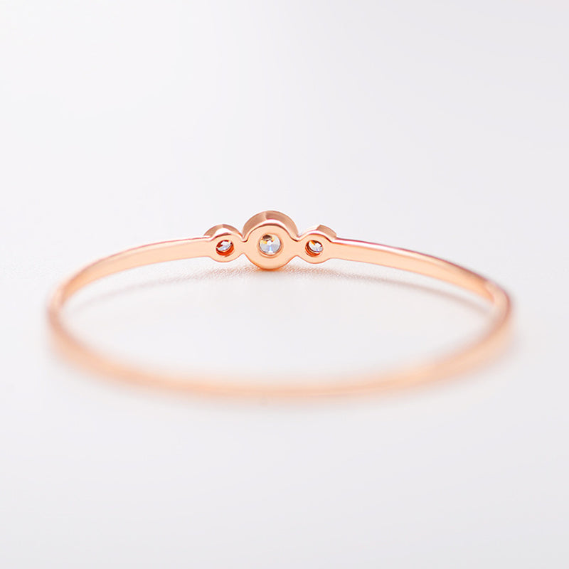 Three Diamond Copper Zircon Joint Rings