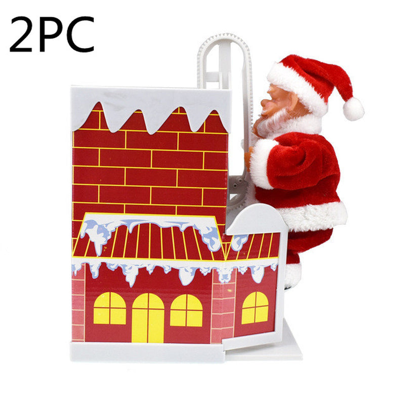 Electric Climbing Chimney Santa Claus Christmas Decoration Figurine Ornament Family New Year Party Santa Claus New Year Gift