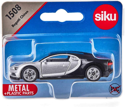 1508, Auto Sportiva Bugatti Chiron, Auto Giocattolo per Bambini, Metallo E Plastica, Argento E Nero, Portiere Apribili