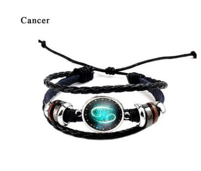 Twelve Constellation Glass Piece Couple Bracelet