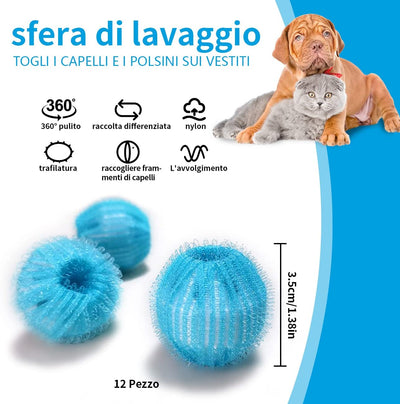 12 Pezzi Cattura Peli Lavatrice,Acchiappa Peli per Lavatrice,Riutilizzabile Palline Lavatrice Cattura Peli,Rimuovere Peli Di Animali Domestici E Lanugine Raccogliere Peli Di Cane,Peluche,Gatto