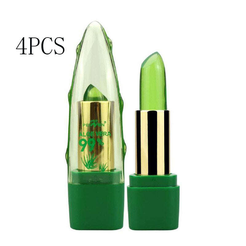 Aloe Vera Gel Color Changing Lipstick Gloss Moisturizer Anti-Drying Desalination Fine-Grain Lip Blam Care