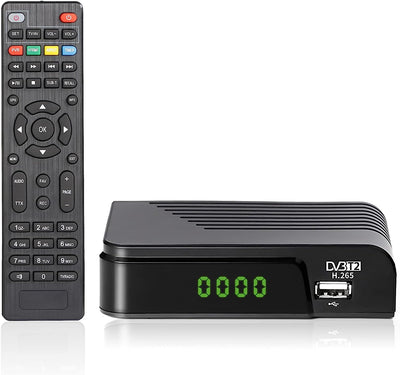 Decoder DVB-T2 Decoder Digitale Terrestre 2023 Full HD 1080P Dolby Audio H.265 HEVC Main 10 Bit Riceve Tutti I Canali Gratuiti, Mini Scart Supporta Sistema Nuovo[Includere 2In1 Telecomando Universale]