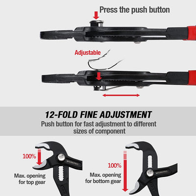 Set Di Pinze Regolabili per Tubi E Dadi 2 Pezzi, Pinza a Pappagallo 180Mm E 250Mm, Regolazione Rapida, Con Comoda Impugnatura