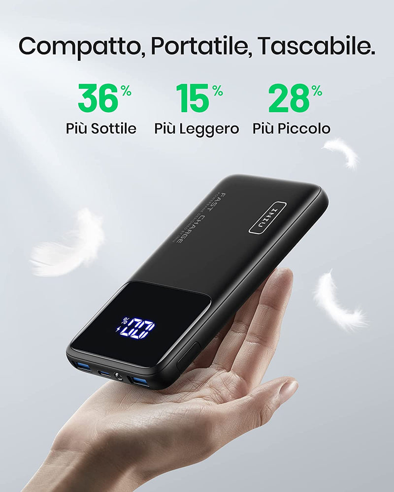 Power Bank, 22.5W Fast Charge Powerbank 10500Mah, Caricatore Portatile PD3.0 QC4.0 (USB C Input&Output) LED Display, Caricabatterie Portatile per Iphone 14 13 12 X Pro Samsung S21 Airpods Ipad.