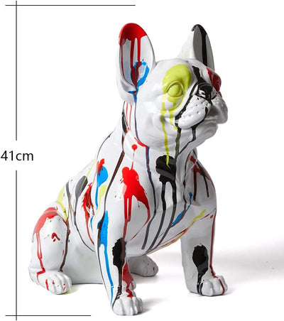 Scultura Statuetta Animali Regali Statua Bulldog Figurina Resina Cartoon Arte 48Cm