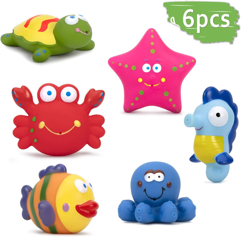 - Giochi Da Bagno per Bambini Giocattoli 6 Pezzi Giocattoli Da Bagno Morbidi Galleggianti per Bambini Con Creature Marine per Bambini Vasca Da Bagno O Piscina