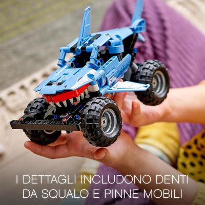 42134 Technic Monster Jam Megalodon 2 in 1, Da Monster Truck Camion Giocattolo a Macchina Low Racer Lusca, Idea Regalo per Bambini, Bambine, Ragazzi E Ragazze Da 7 Anni