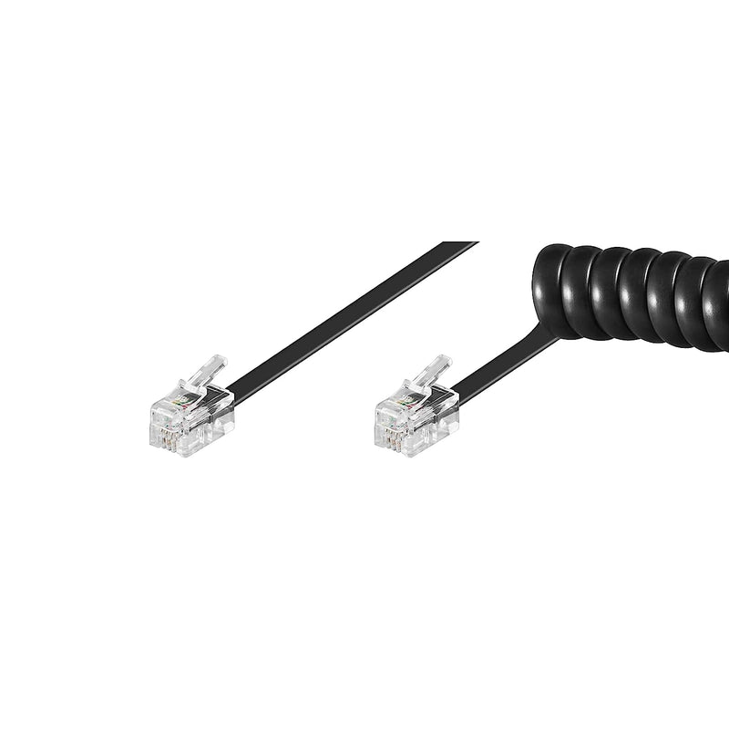 50270 Cavo a Spirale per Cornetta Telefonica, Cavo Piatto Con Spina Rj10 (4P4C) a Spina Rj10 (4P4C); Nero; 2 Metri