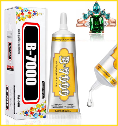 Colla Industriale B7000, Kit Da 1 Tubetti Da 50Ml - Adesivo Trasparente, Flessibile E Impermeabile per Elettronica, Gioielli, Progetti Fai-Da-Te E Altro - Resistenza Elevata E Resistenza Agli Urti