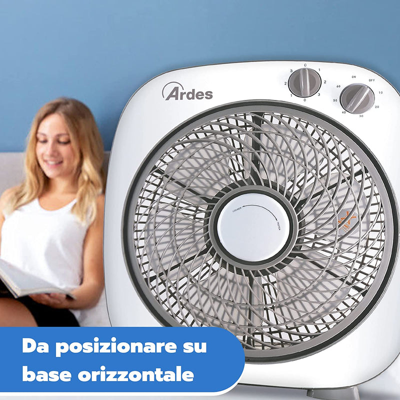 AR5B24 Ventilatore Portatile Rinfrescante Da Pavimento O Tavolo Con 6 Pale E 3 Livelli Di Intensità E Rotazione 360 Gradi Ventilatore Da Terra Box Floor