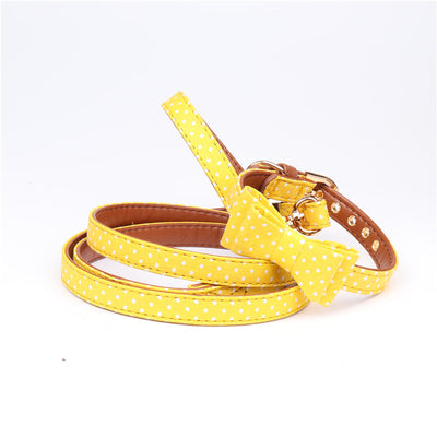 Polka Dot Dog Triangle Scarf Collar Leash Pet Pu Dog Leash