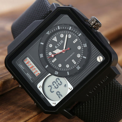 Men'S Watch Multi-Function Sports Watch Belt Watch Electronic Watch