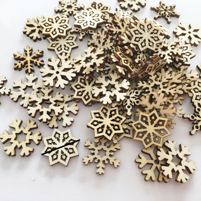 Christmas Decoration Wooden Log Color Snowflake Flakes