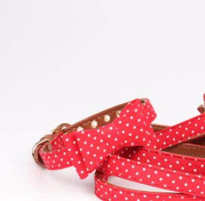 Polka Dot Dog Triangle Scarf Collar Leash Pet Pu Dog Leash