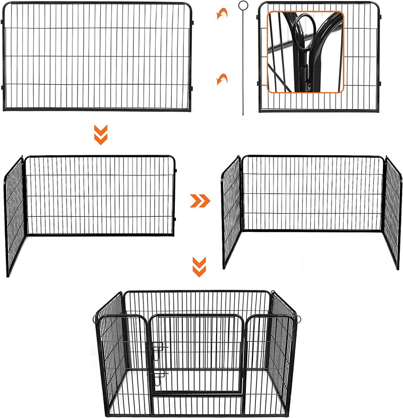 Recinto per Animali in Metallo, 122 X 80 X 70 Cm, Nero PPK04BK