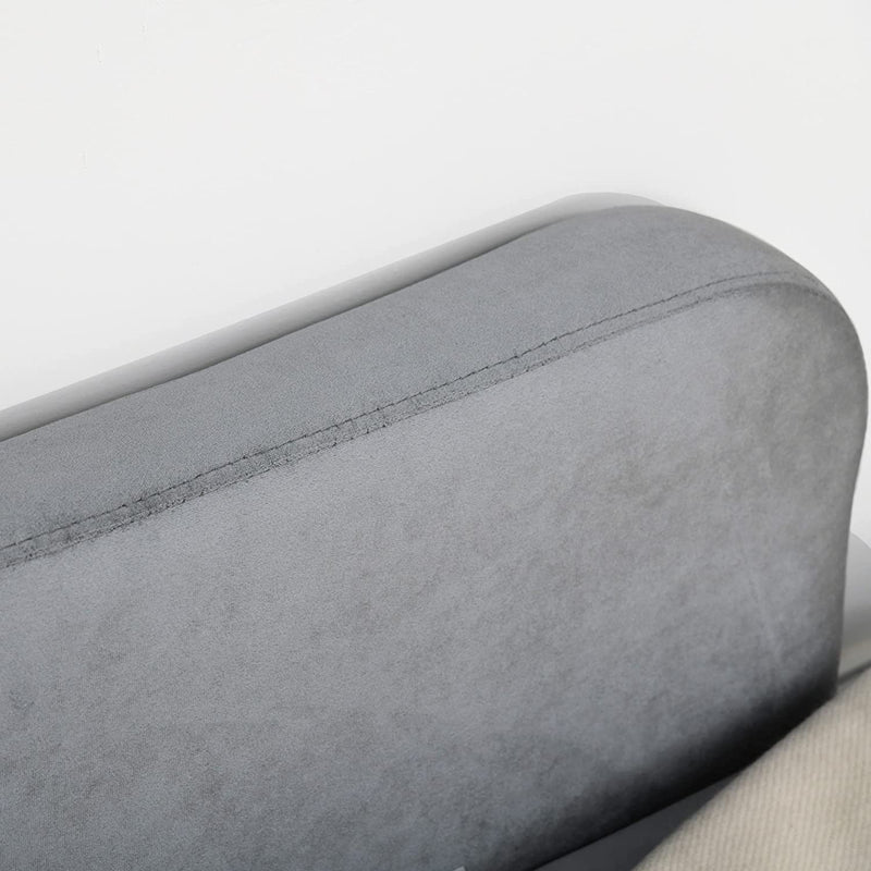 Chaise Longue Imbottita in Stile Vintage, Poltrona Letto Con Cuscino Incluso, in Metallo E Velluto Grigio, 160X56X75 (Cm)