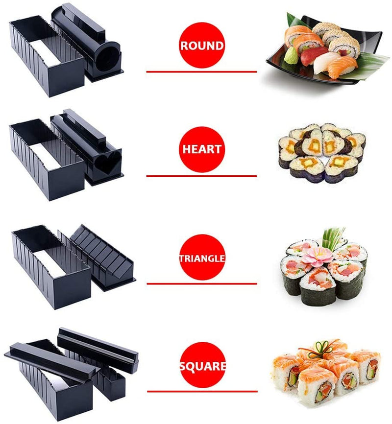 High-Quality Plastic Manual Sushi Making Tool Kit with 5 Sushi Roll Molds