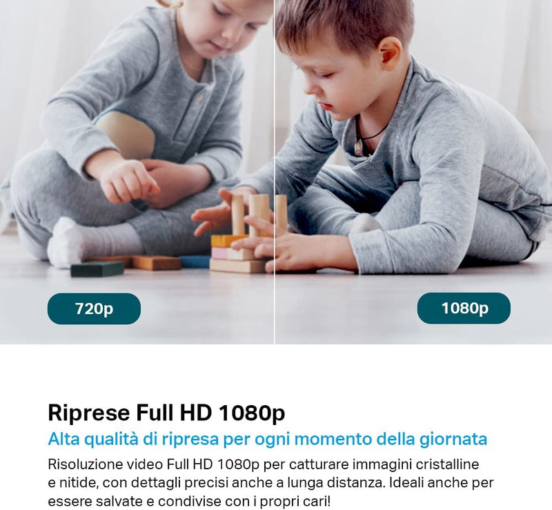 Telecamera Wi-Fi Interno, Videocamera Sorveglianza 1080P, Visione Notturna, Audio Bidirezionale, Notifiche in Tempo Reale Del Sensore Di Movimento(Tapo C200)