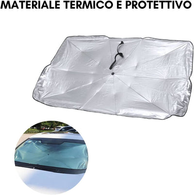 FUTURE LIFE Parasole Auto Ad Ombrello Pieghevole per Parabrezza Anteriore Interno Protezione Raggi UV Misura Universale 131 X 75 Cm