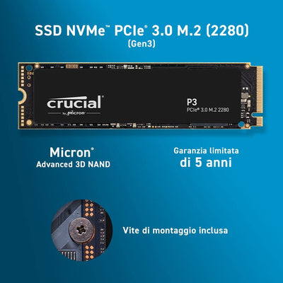 P3 1TB M.2 Pcie Gen3 Nvme Internal SSD - Fino a 3500Mb/S - CT1000P3SSD8