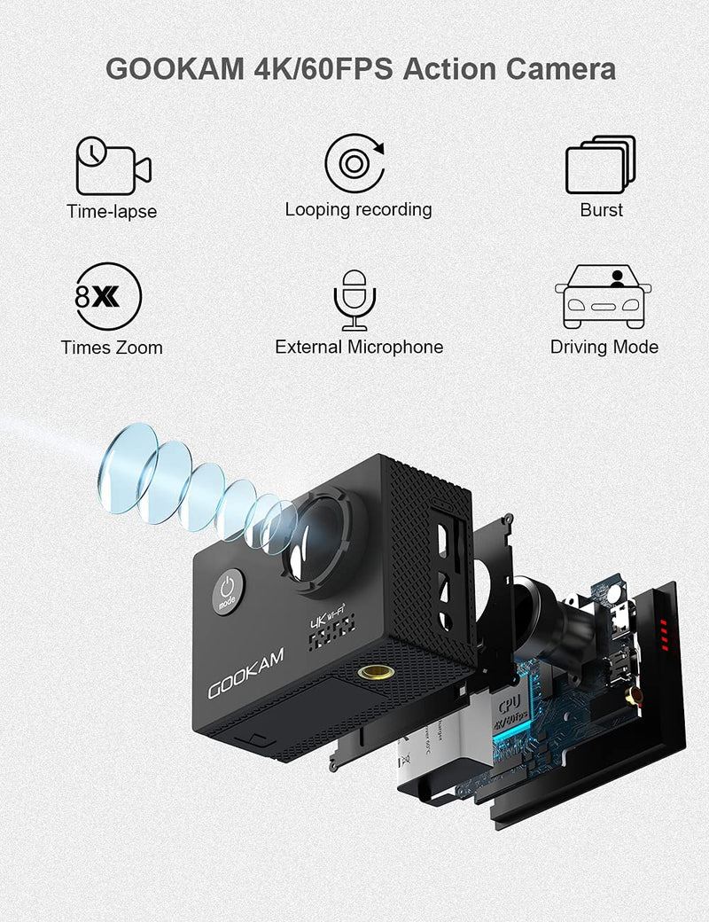 4K 60Fps Action Cam 20MP EIS Wifi Fotocamera Subacquea Impermeabile 40M Sott&