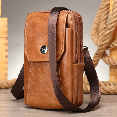 Men'S Leather Casual One-Shoulder Messenger Bag