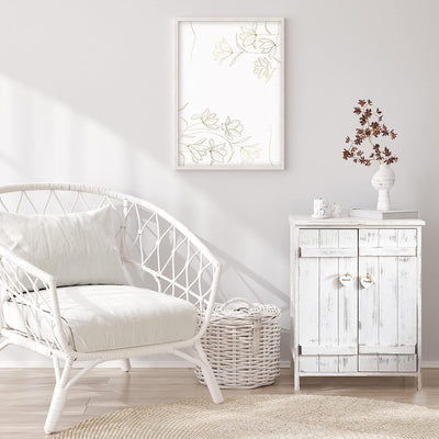 Comodino Con 2 Ante, Mobiletto Credenza Da Terra, 3 Ripiani Interni, Bianco, Shabby Chic, per Cucina Bagno - Misure: 70 X 51 X 30 Cm (Hxlxp) - Art. RE4573