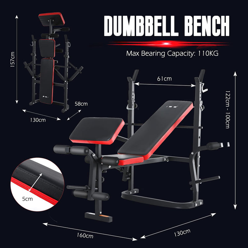 Panca Pesi Pieghevole Con Schienale Regolabile & Supporto Bilanciere, Multifunzione Fitness Palestra in Casa,Allenamento per Butterfly Arms, Curl Legs, Support Curl, Max. 150 Kg, SY-5430B