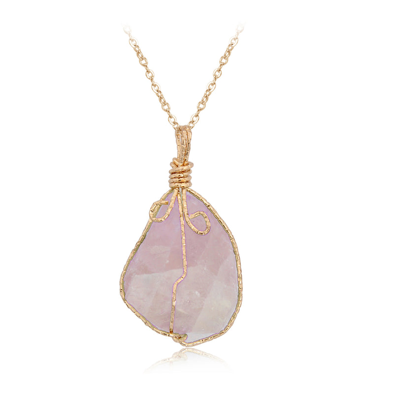 Natural Stone Pendant Irregular Crystal Rough Necklace