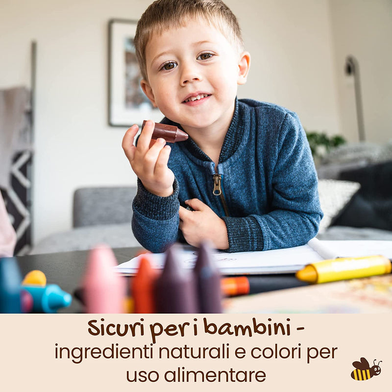 - Pastelli in 100% Pura Cera D’Api (Confezione Da 12 Pezzi). Naturali, Atossici E Sicuri per Tutti I Bambini, Da 1 Anno in Su. Fatti a Mano in Nuova Zelanda.