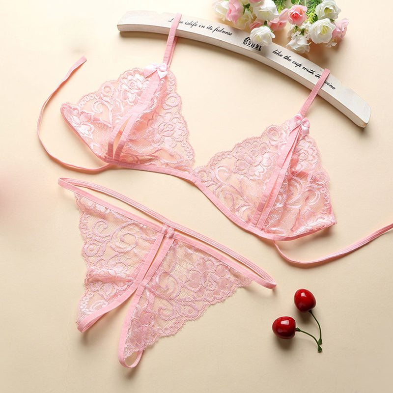 Sexy Lingerie Chiffon Underwear Sleepwear Lingerie Hot Erotic Bra G-String Garter Set