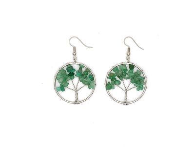 Natural Crystal Crushed Stone Tree Wishing Tree Earrings Crystal Tree Earrings Jewelry