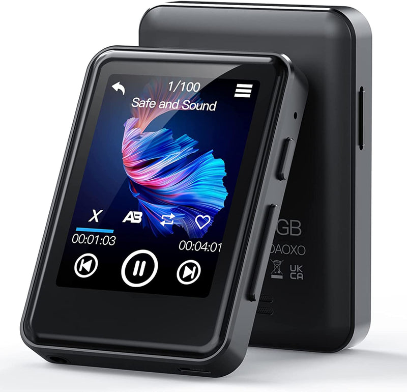 64GB Lettore MP3 Con Bluetooth 5.2, MP3 Con 2.4" Touch Reattivo Screen, Altoparlante Integrato, Qualità Del Suono HIFI, E-Book, Sveglia, Radio FM, Registratore Vocale, Inclusi Gli Auricolari