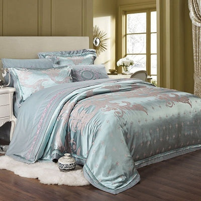 Ice Silk Jacquard European Luxury High-End Linen and Cotton Bedding Set