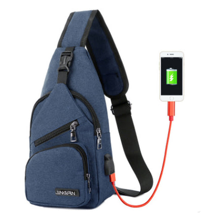 New Shoulder Bag Men'S Charging Bag Sports Men'S Usb Chest Bag Outdoor Diagonal Package