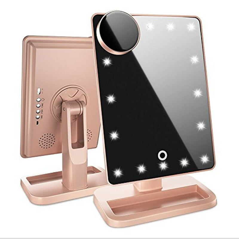 Touch Screen Makeup Mirror with 20 LED Light Bluetooth Music Speaker 10X Magnifying Mirrors Lights