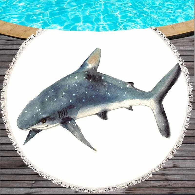 Marine Life round Printed Beach Towel