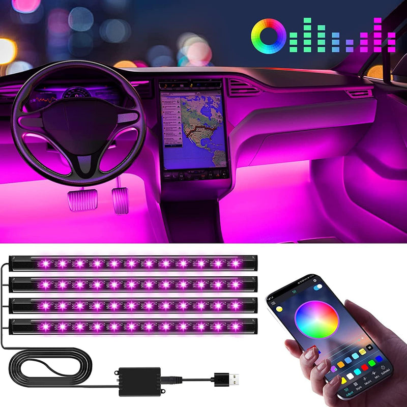 Led Auto Interni Con APP, Accessori Auto, Regalo Festa Della Mamma, Uomo, Donna, Compleanno, Strisce Led Auto Con Porta USB Controllo APP