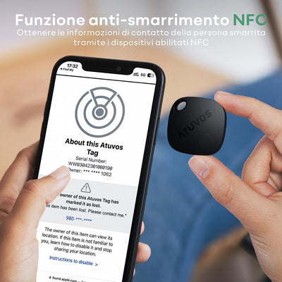 Smart Tracker Tag, Bluetooth Localizzatore Compatibile Con Apple Dov'È (Solo Ios), Trova Oggetti E Chiavi/Bagagli/Valigie/Zaini/Portafogli, Batteria Sostituibile, IP67 Impermeabile,1 Pezzo Nero